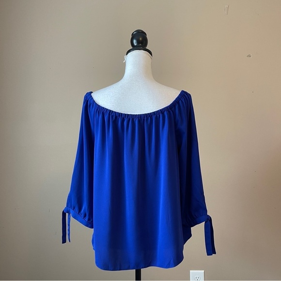 J. CREW | Cobalt Blue Off Shoulder Peasant Blouse Sz M - Picture 5 of 8